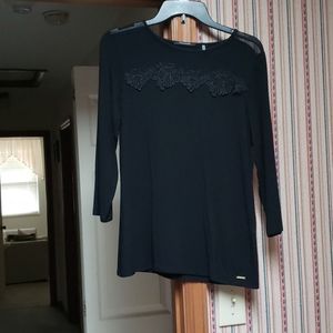 Black embroidery long sleeve tunic